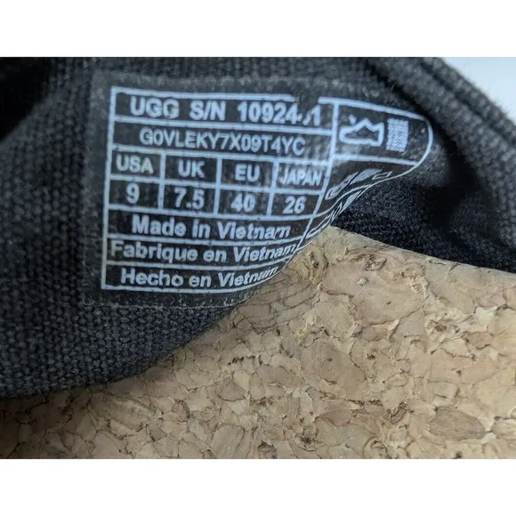 Ugg Australia Traci Espadrille Ankle Bow Wedge Shoes Black Size 9 Resort Beach