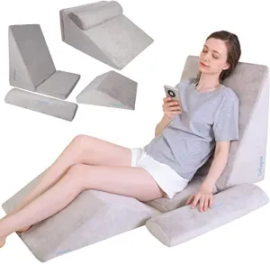 URBLAPOW UP-Ⅱ Wedge Pillow - Bed Wedge Pillow ，Back Support Wedge Pillow for Back and Legs Support ，Sleeping ， Hypoallergenic Support Pillow for Acid Reflux/Allergies/Indigestion Gray - Retails $196 