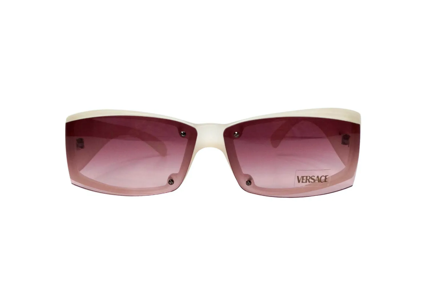 Versace 1990s Acrylic Pink Tinted Lens Shield Sunglasses