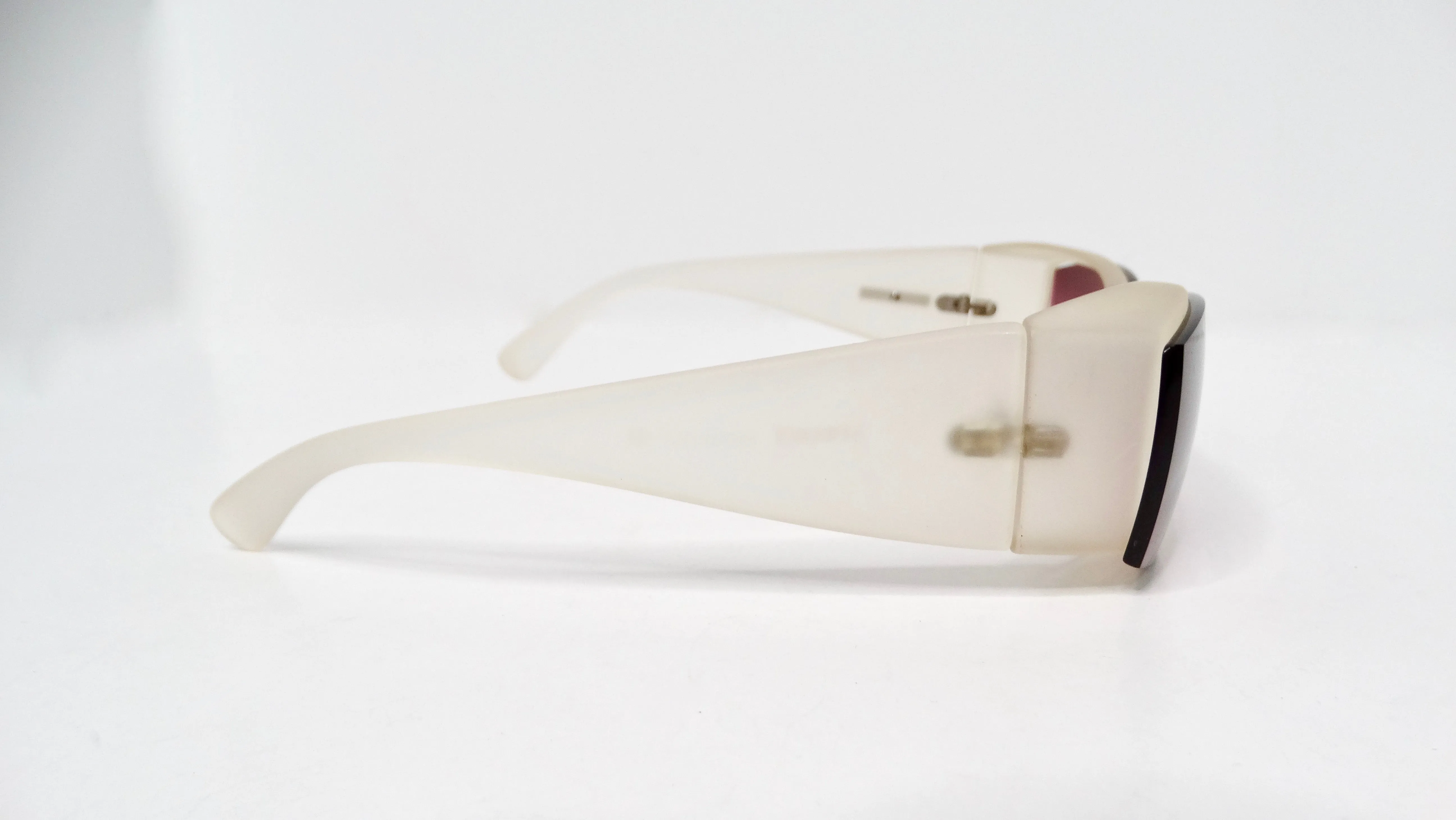 Versace 1990s Acrylic Pink Tinted Lens Shield Sunglasses