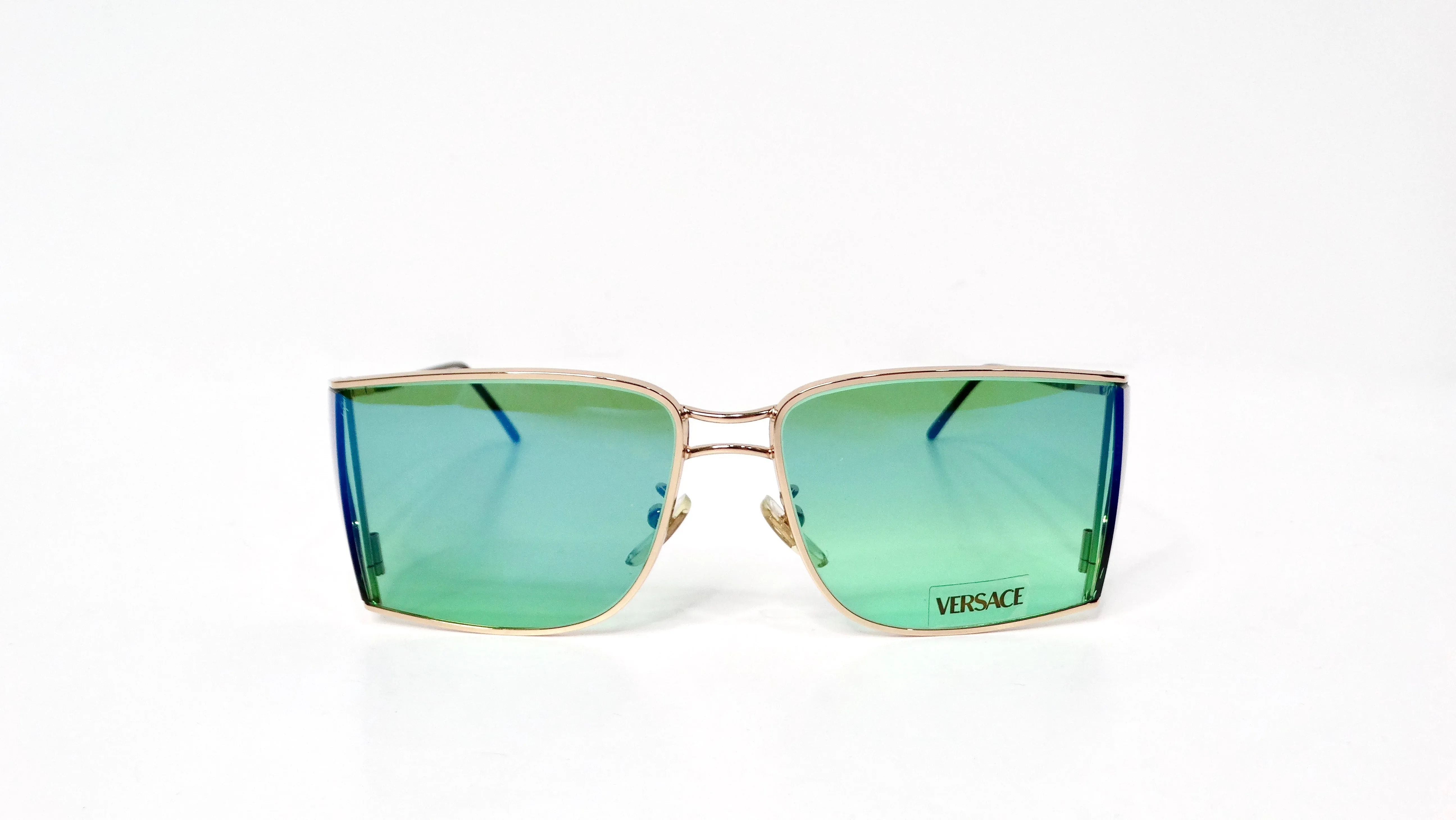 Versace X47 Green & Blue Ombre Sunglasses With Etched Medusa Motif