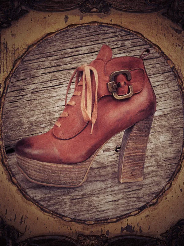 vintage leather lace up bootie