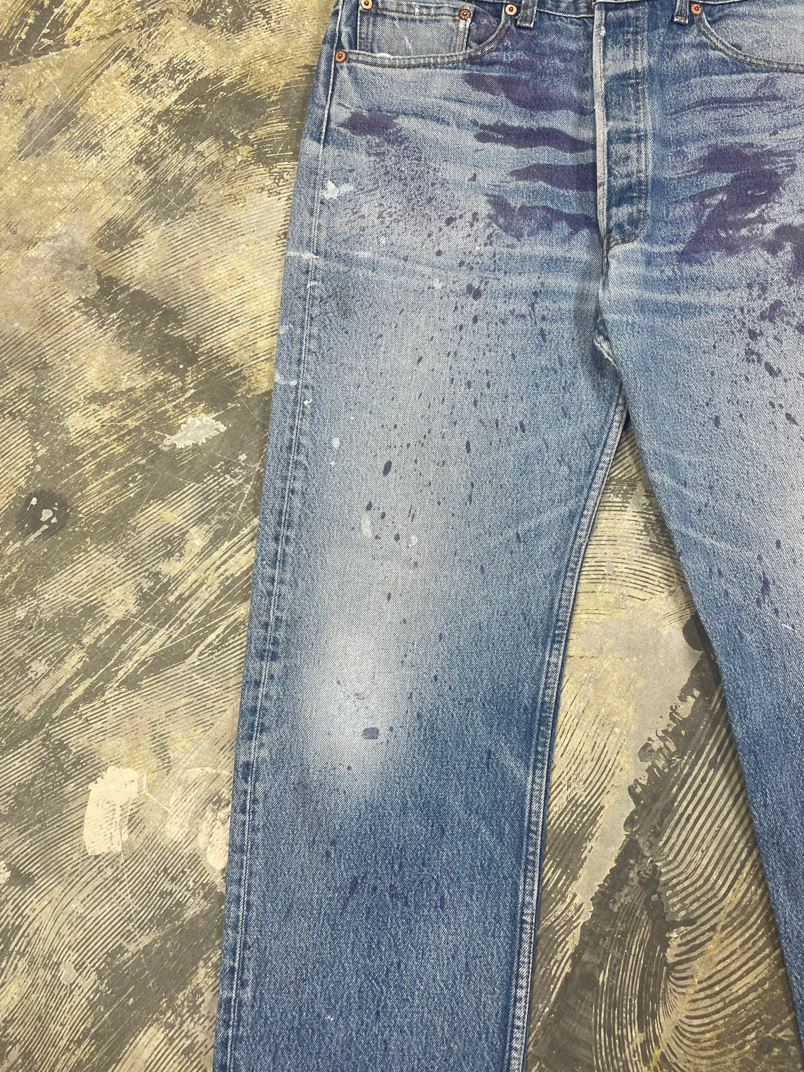Vintage Levi 501 USA Premium Wash & Paint Denim Jeans (JYJ-0326)