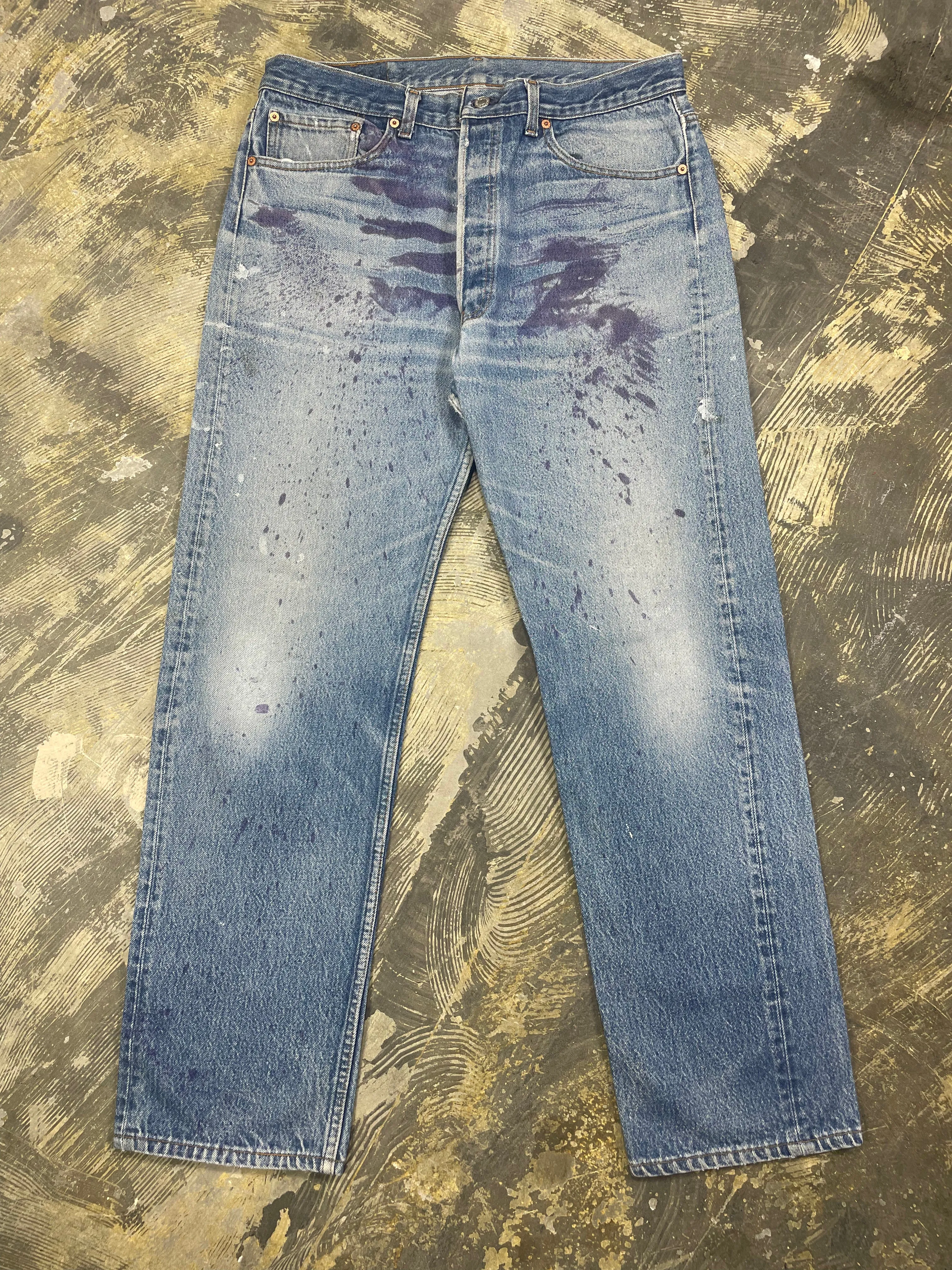 Vintage Levi 501 USA Premium Wash & Paint Denim Jeans (JYJ-0326)