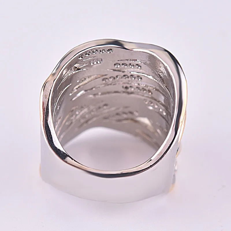 Vintage MultiLayer Gold Silver Ring Luxury Women's Wedding Jewelry