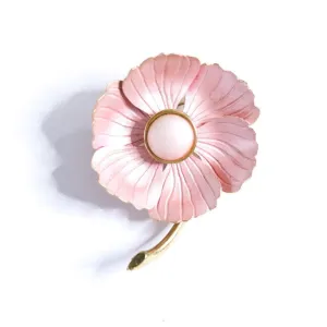 Vintage Pearl Pink Floral Brooch