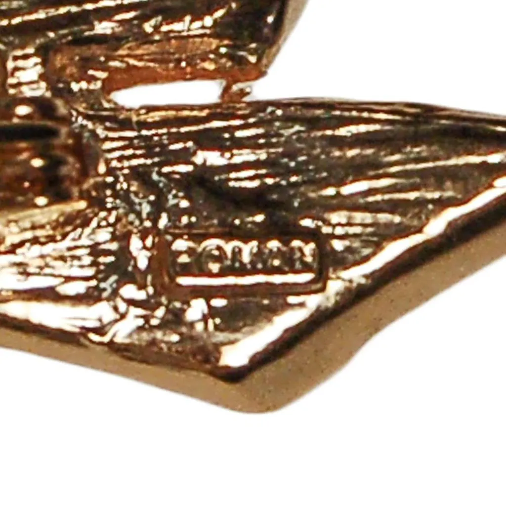 Vintage Roman Gold Bow Brooch with Rhinestones, Gold Ribbon, Bow Pin, Bow Brooch