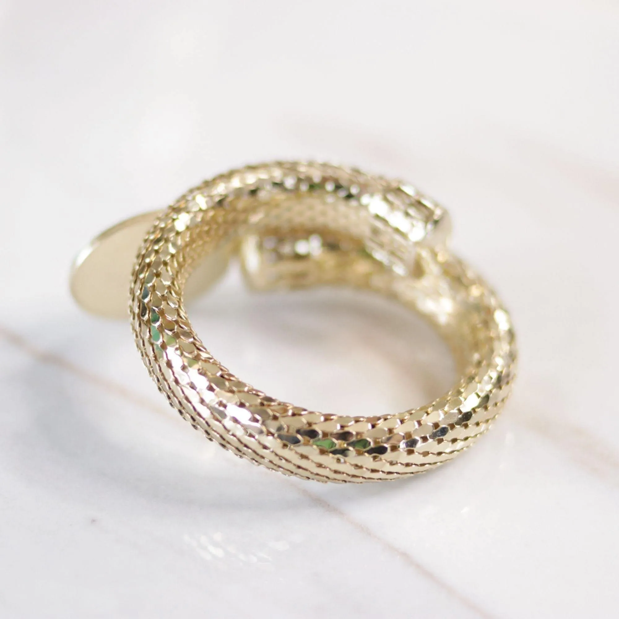 Vintage Whiting and Davis Sagittarius  Zodiac Sign Gold Mesh Coil Bracelet