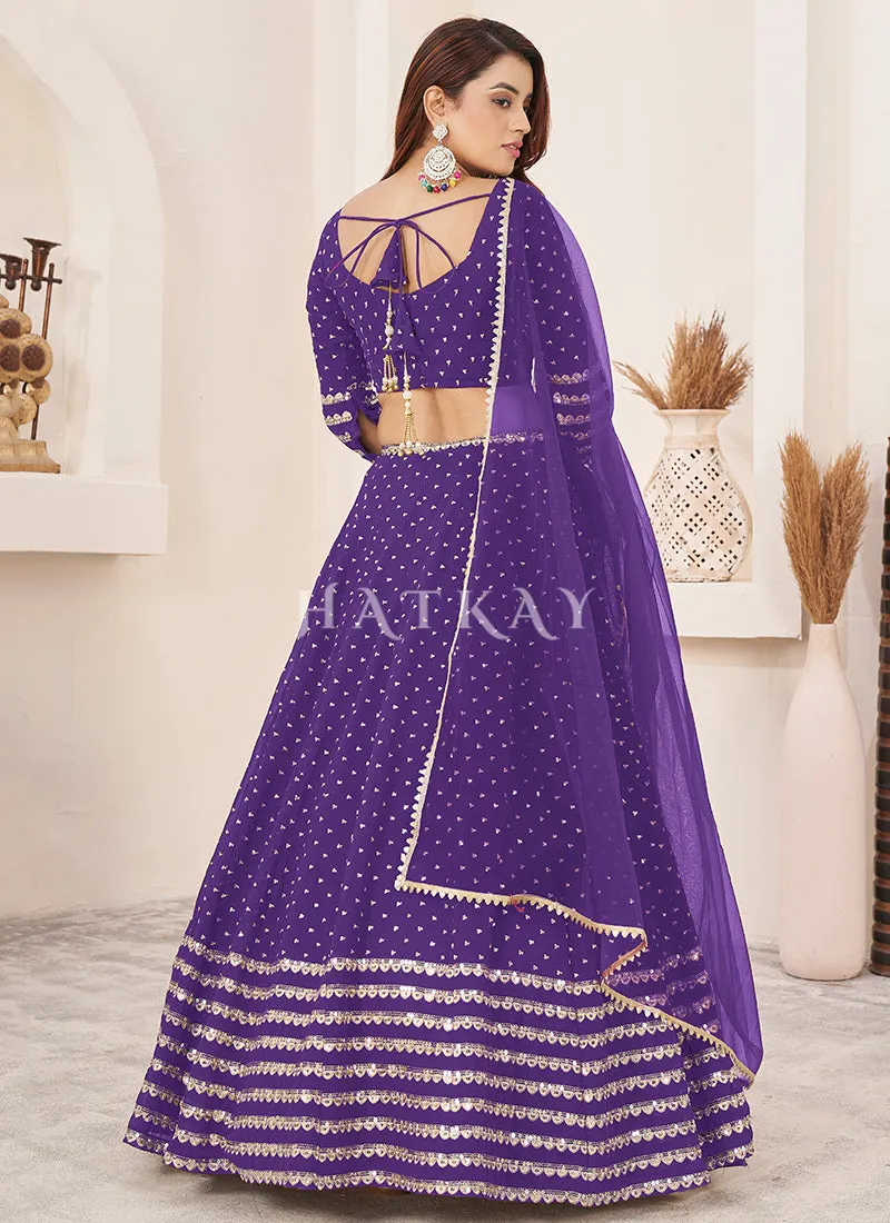 Violet Sequence Embroidery Traditional Lehenga Choli