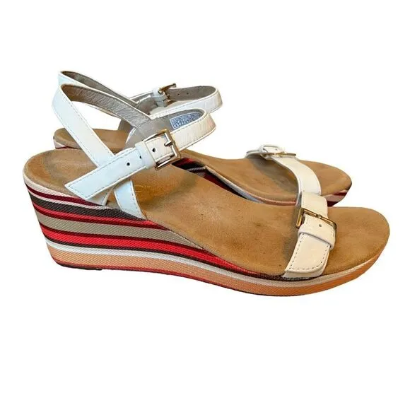Vionic Enisa White Backstrap Orthotic Wedge Sandal