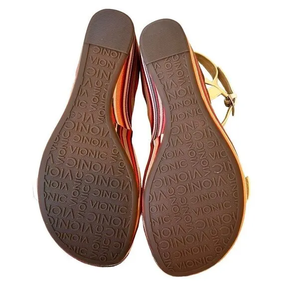 Vionic Enisa White Backstrap Orthotic Wedge Sandal