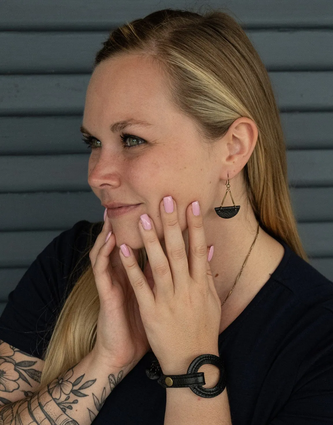 Wedge Drop Earring Black