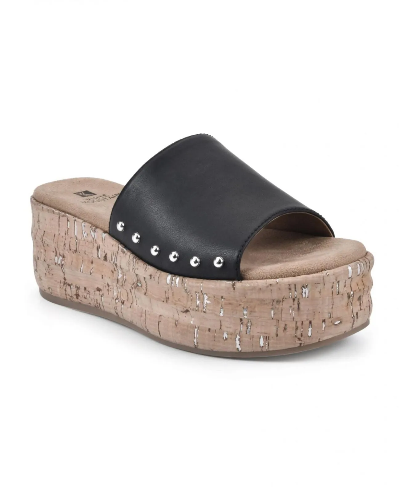 White Mountain Diligent Platform Wedge Slide Sandal Black / Burn / Smooth 9.5M