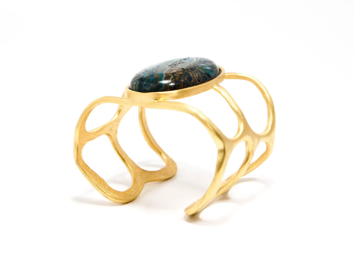 Wide Amazonite Cuff Bracelet by Shelia Fajl