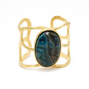 Wide Amazonite Cuff Bracelet by Shelia Fajl