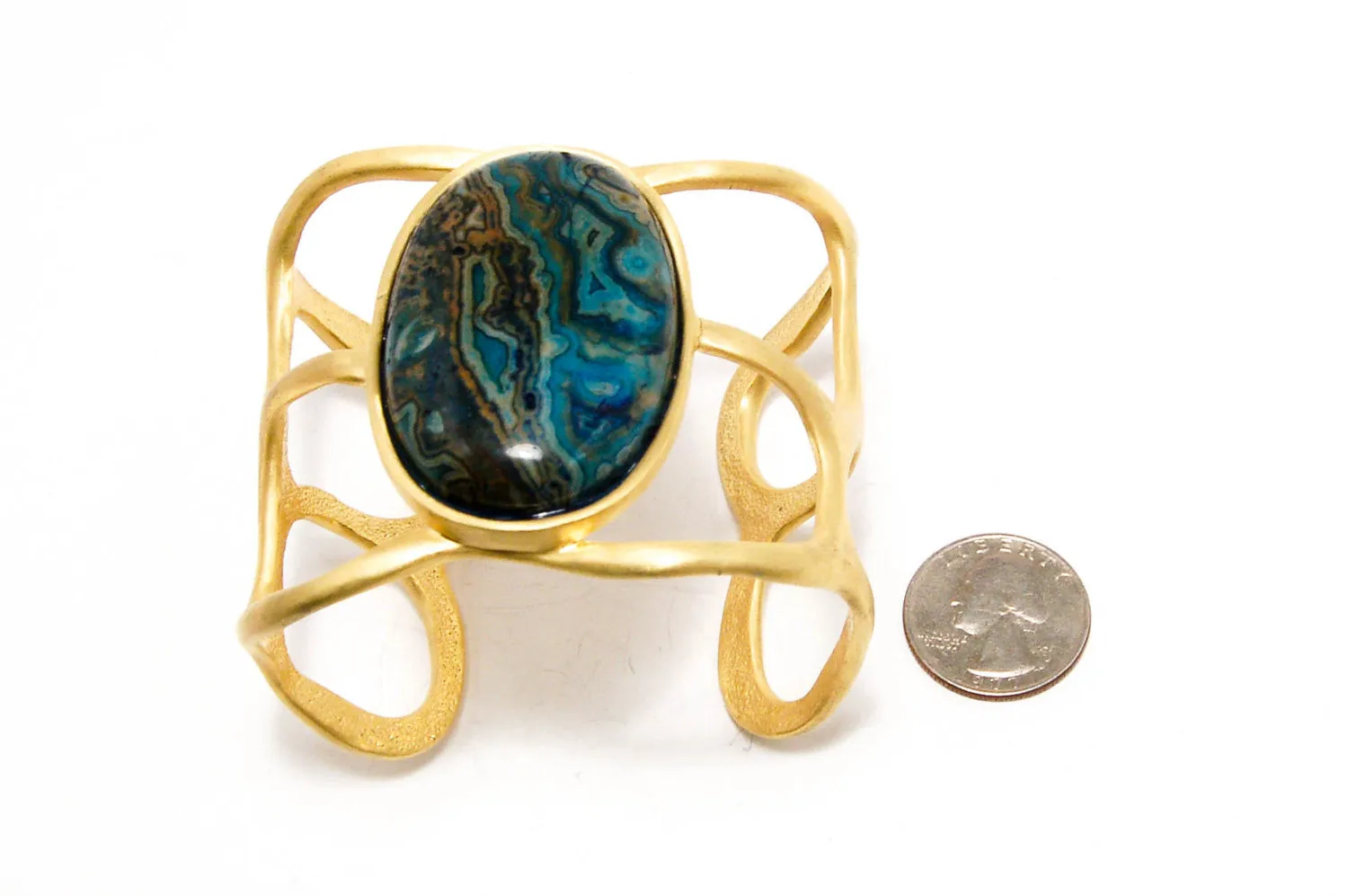 Wide Amazonite Cuff Bracelet by Shelia Fajl