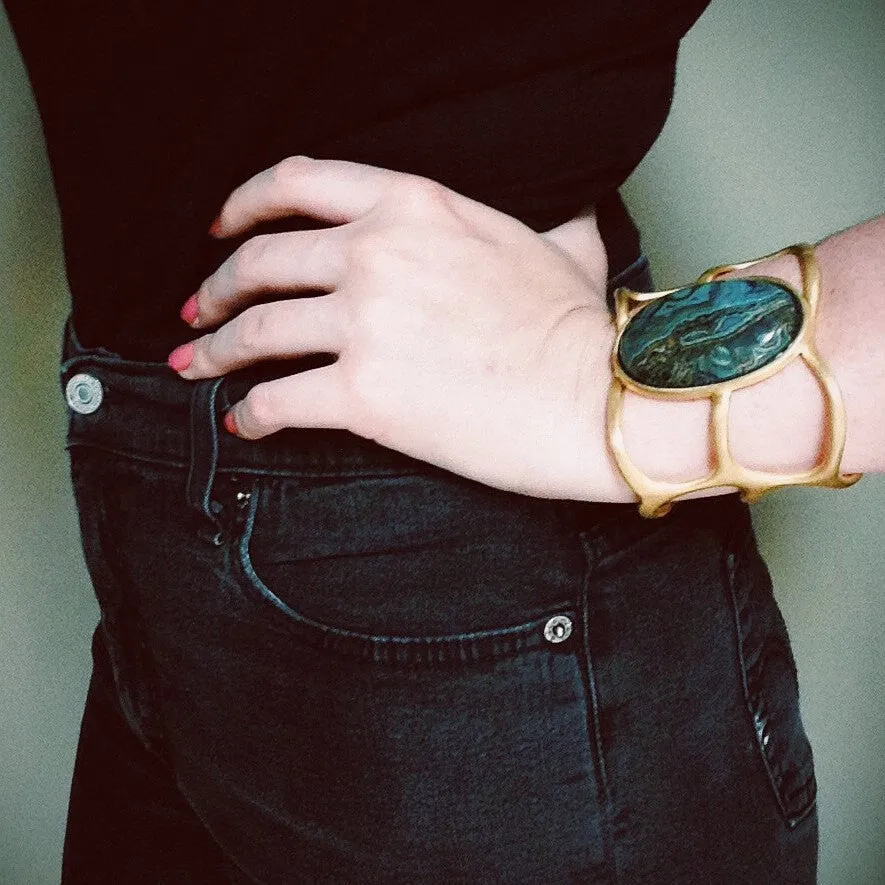 Wide Amazonite Cuff Bracelet by Shelia Fajl