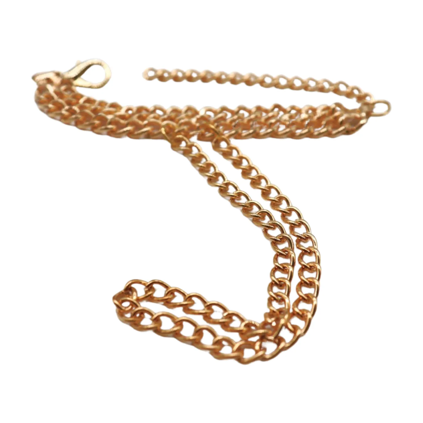 Women Gold Metal Hand Chain 2 Rows Bracelet Connected Ring