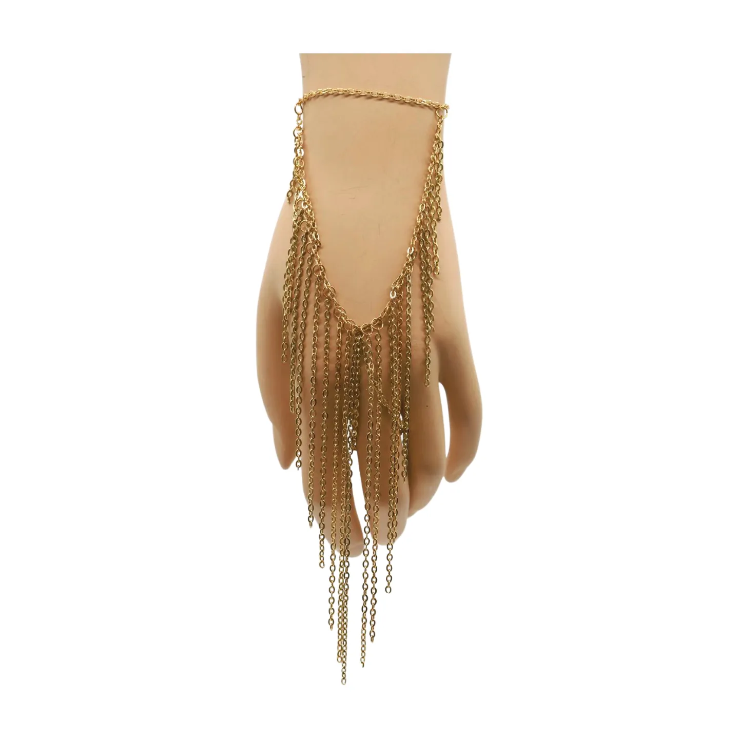 Women Gold Metal Hand Chain Bracelet Multi Strands