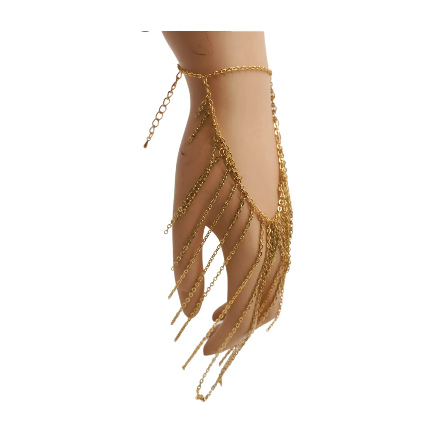 Women Gold Metal Hand Chain Bracelet Multi Strands