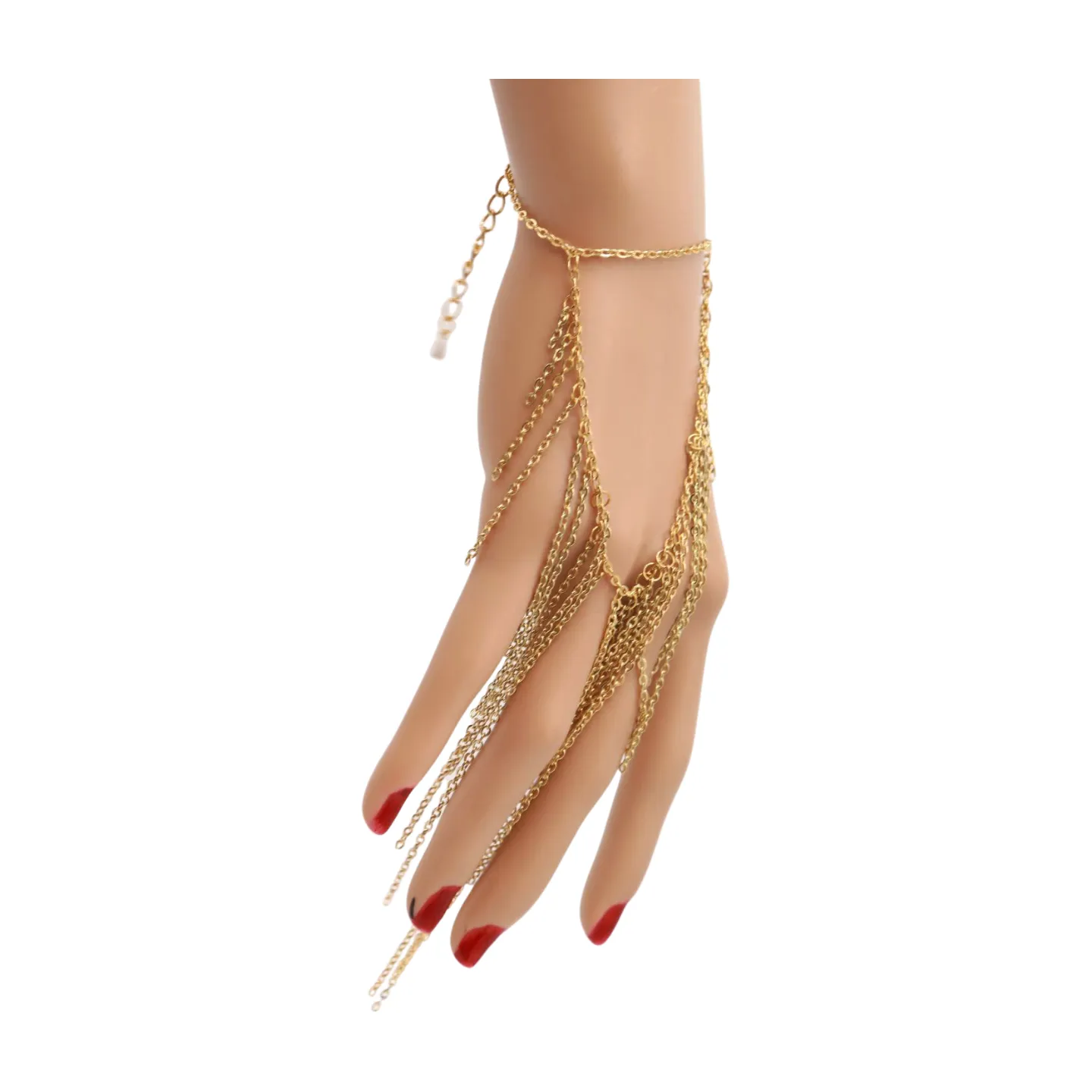 Women Gold Metal Hand Chain Bracelet Multi Strands