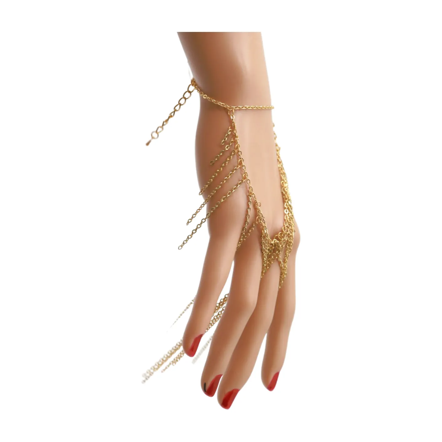 Women Gold Metal Hand Chain Bracelet Multi Strands