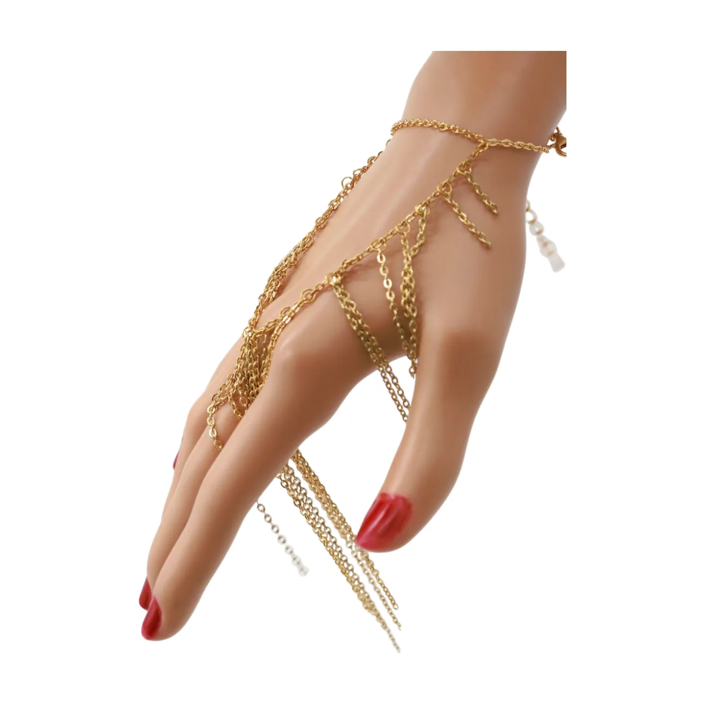 Women Gold Metal Hand Chain Bracelet Multi Strands