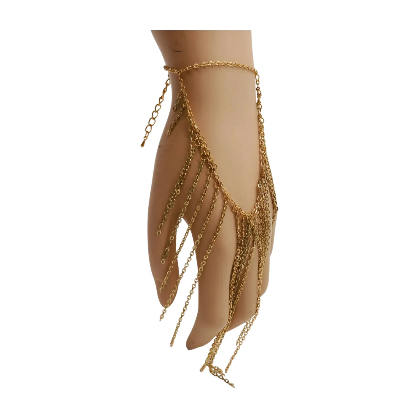 Women Gold Metal Hand Chain Bracelet Multi Strands