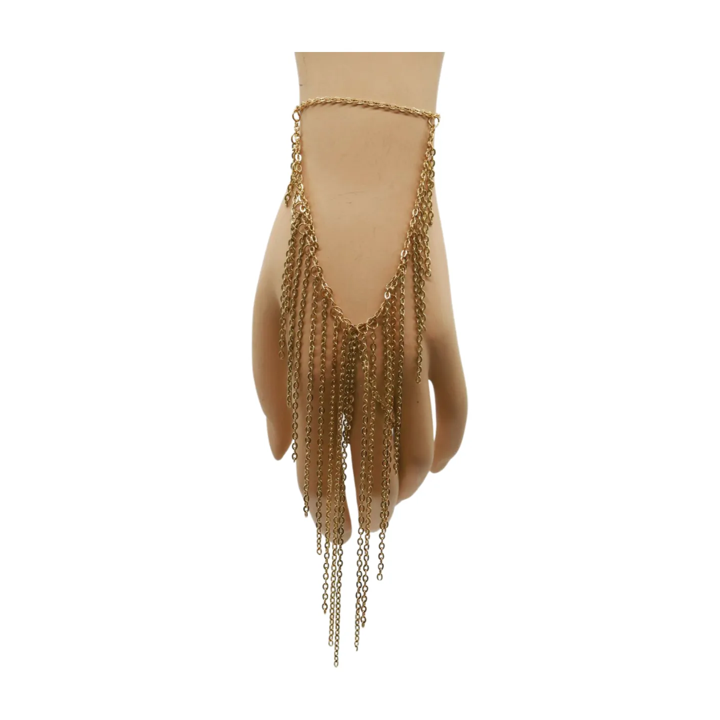 Women Gold Metal Hand Chain Bracelet Multi Strands