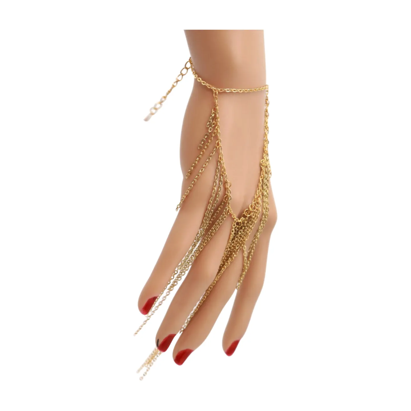 Women Gold Metal Hand Chain Bracelet Multi Strands