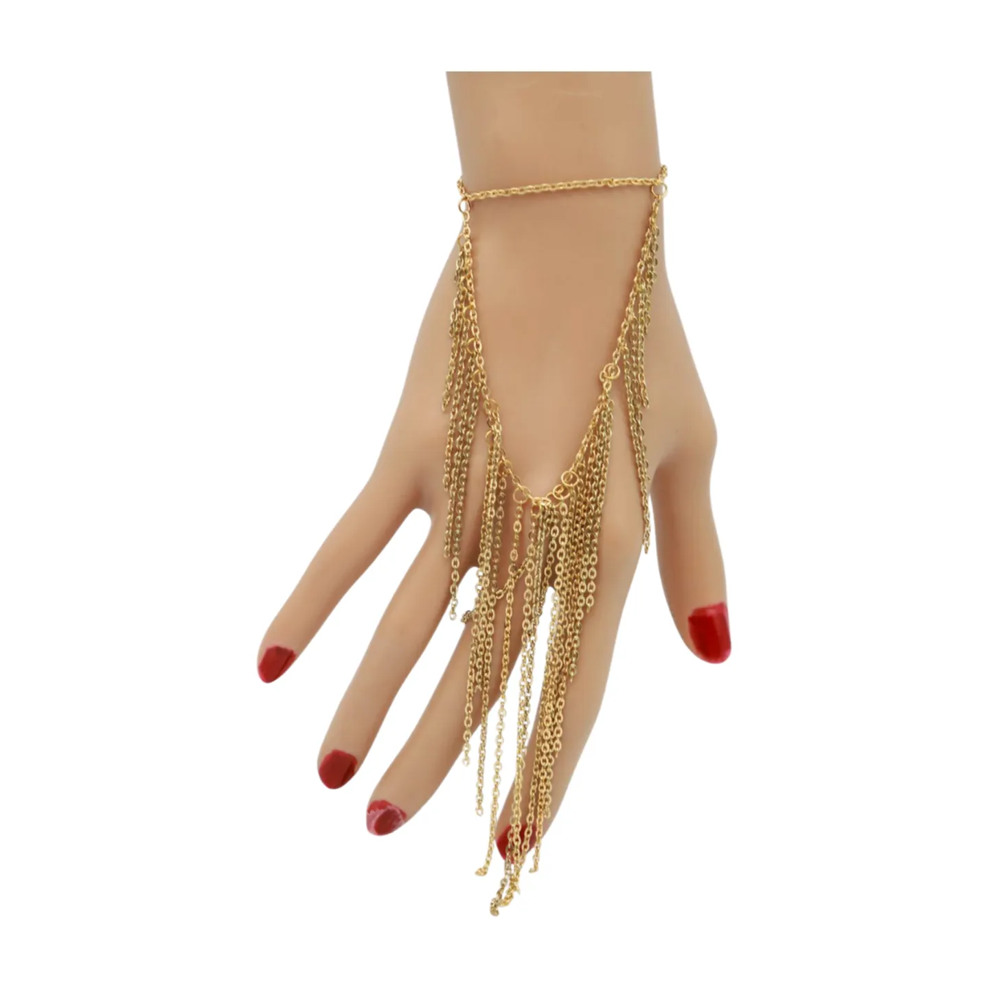 Women Gold Metal Hand Chain Bracelet Multi Strands