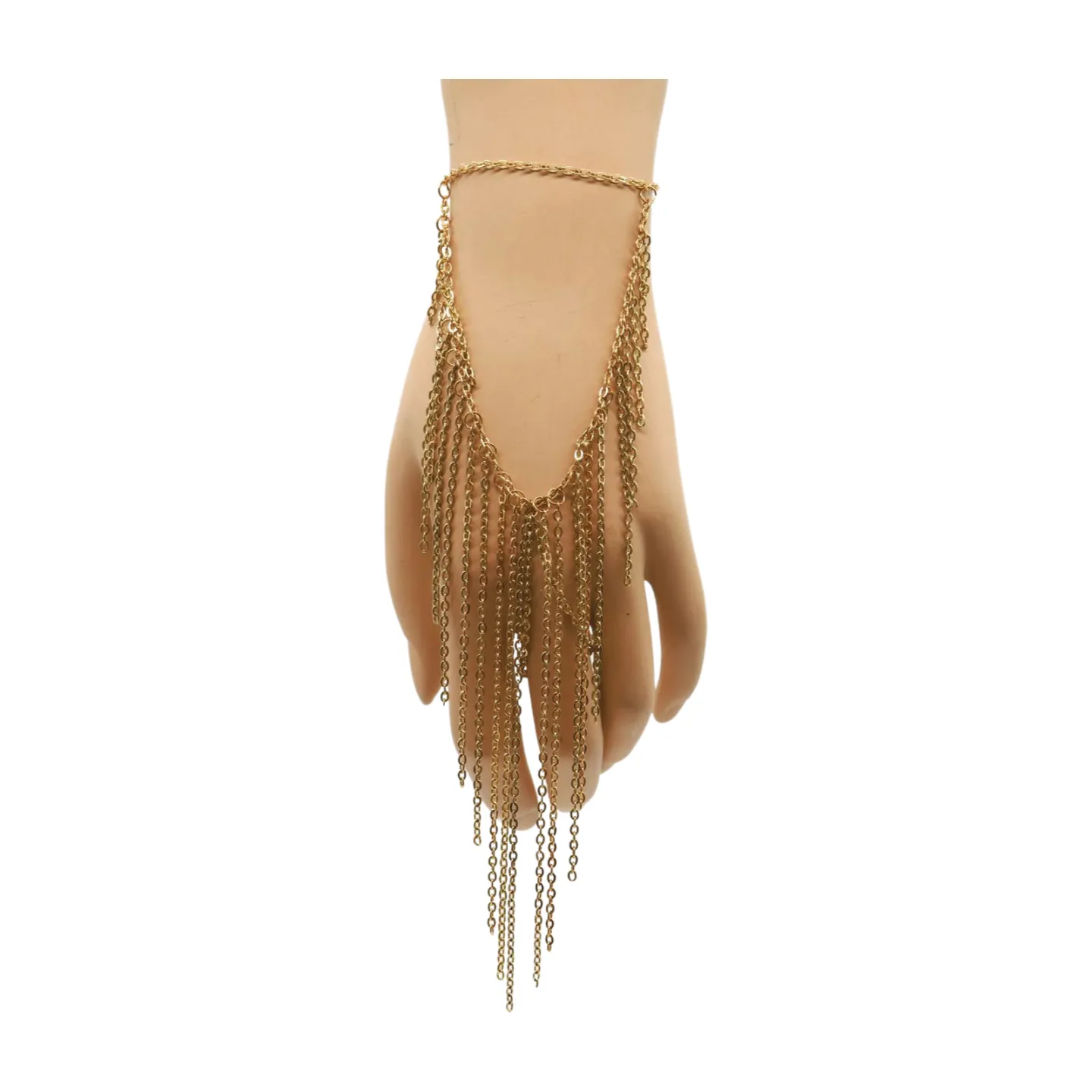 Women Gold Metal Hand Chain Bracelet Multi Strands