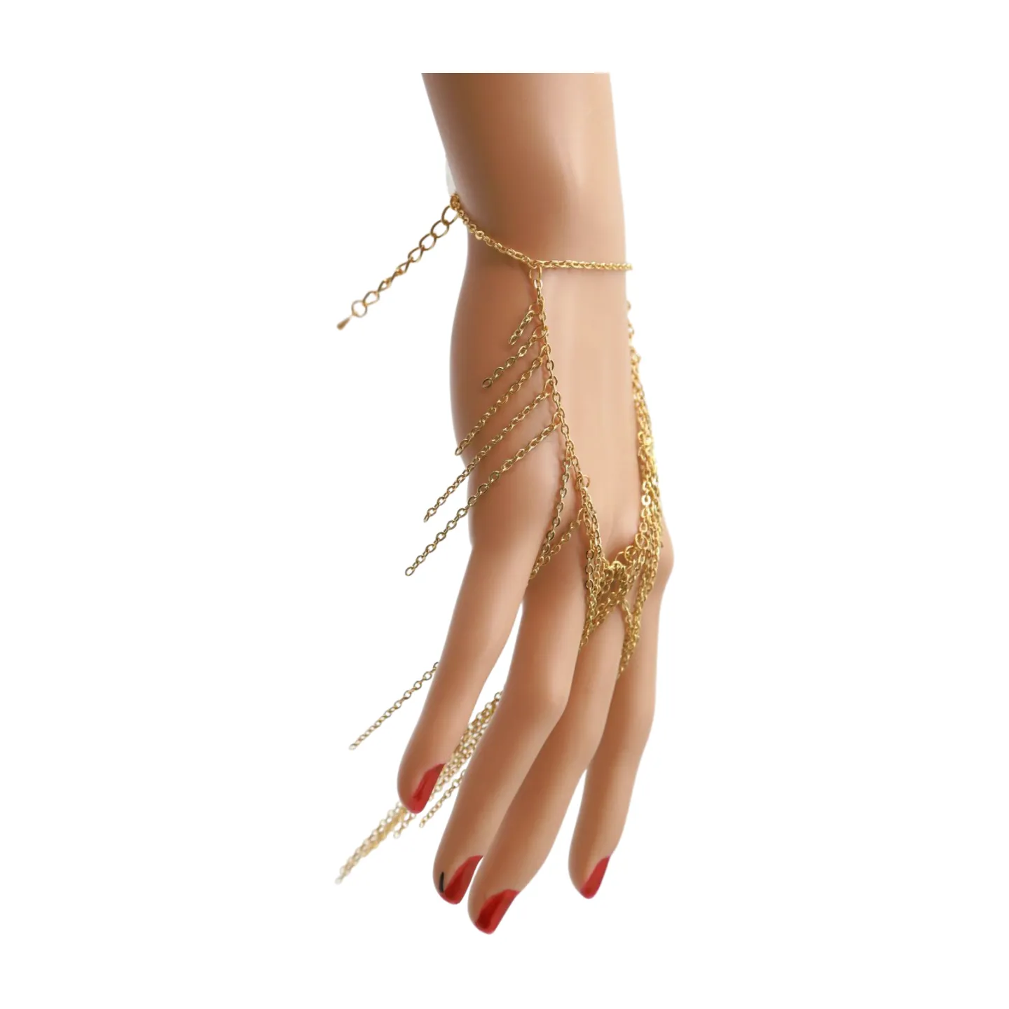 Women Gold Metal Hand Chain Bracelet Multi Strands