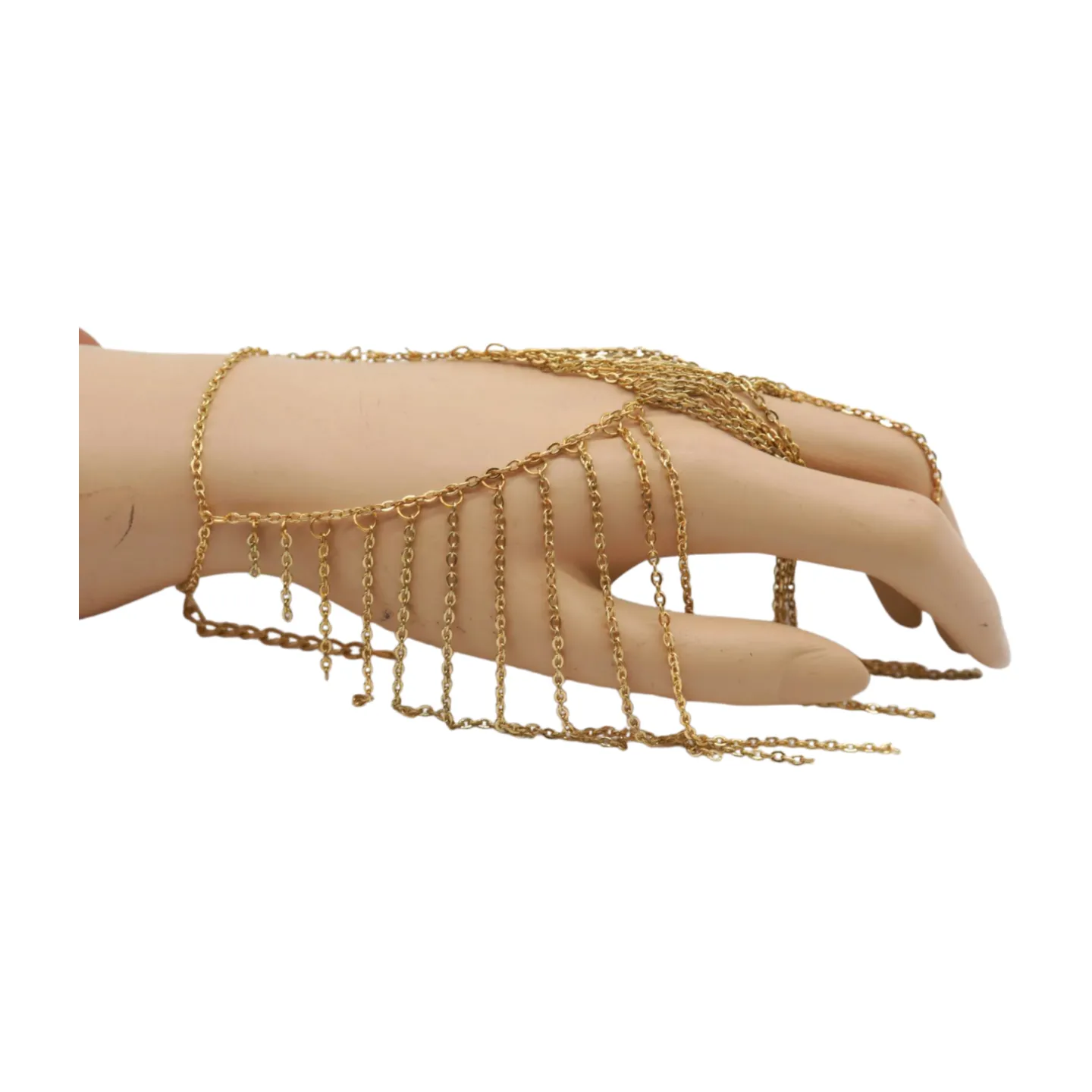 Women Gold Metal Hand Chain Bracelet Multi Strands