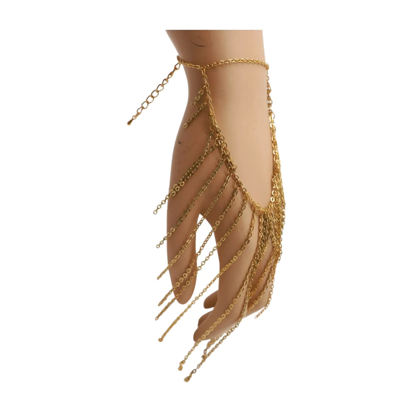Women Gold Metal Hand Chain Bracelet Multi Strands