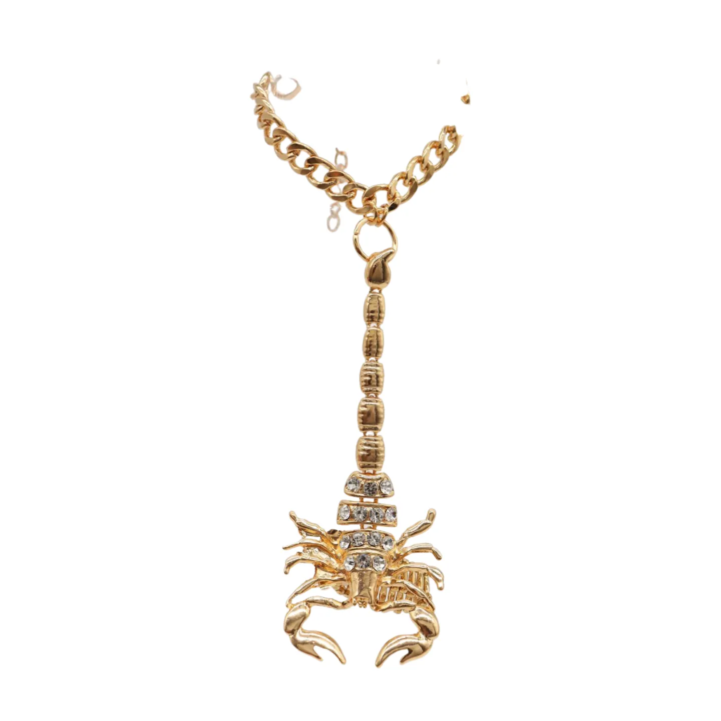 Women Gold Metal Hand Chain Bracelet Scorpion Connected Ring