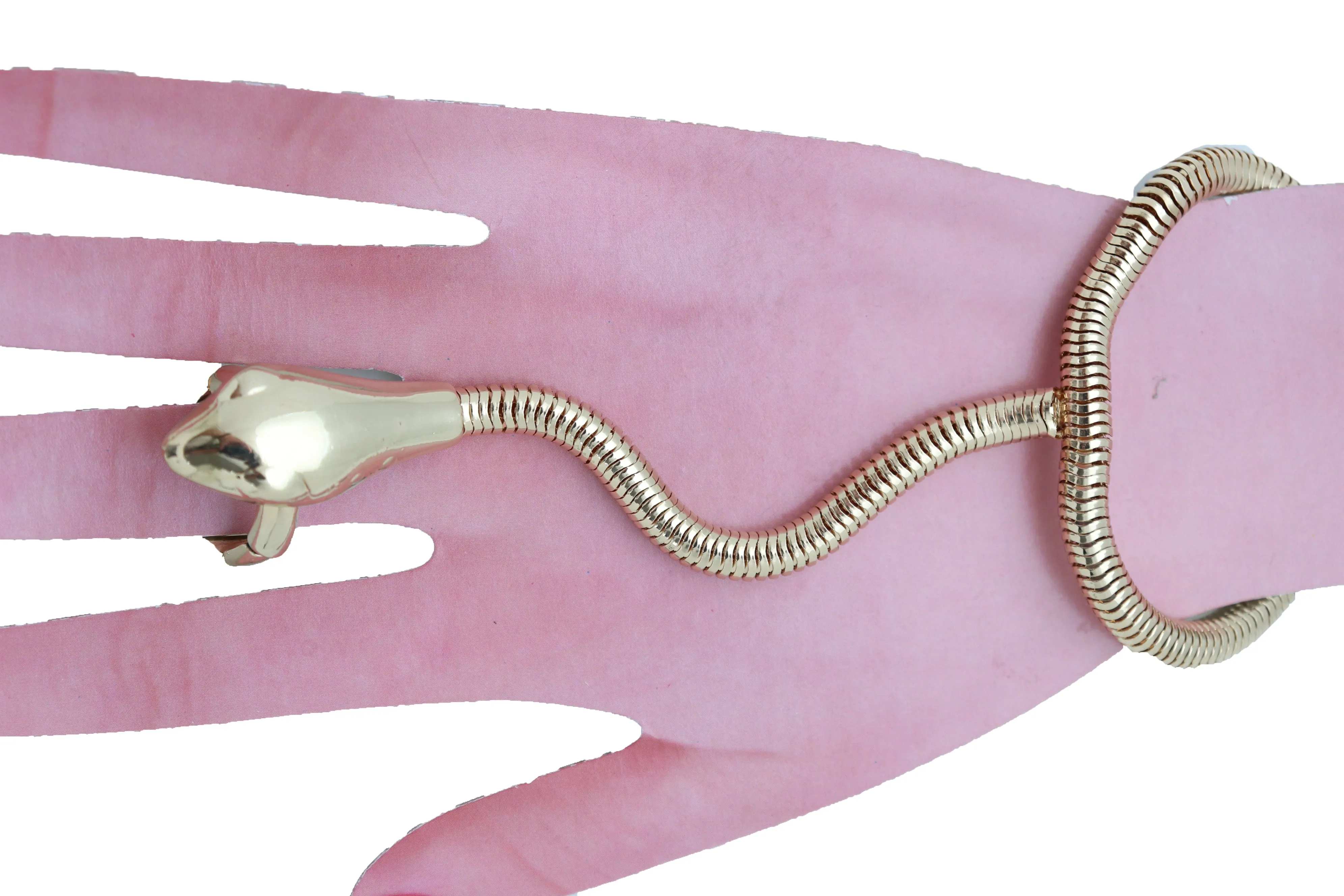Women Gold Metal Hand Chain Bracelet Scorpion Connected Ring