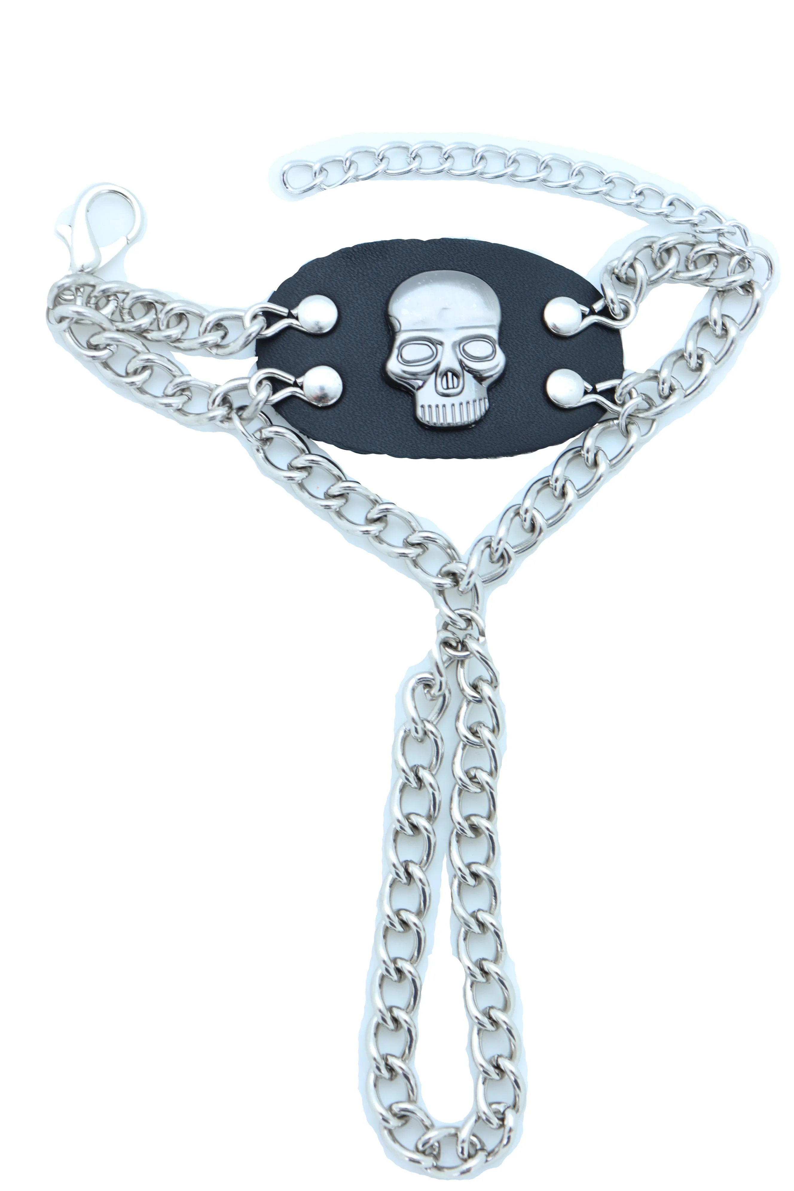 Women Men Bracelet Silver Metal Hand Chain Skull Charm Biker One Size