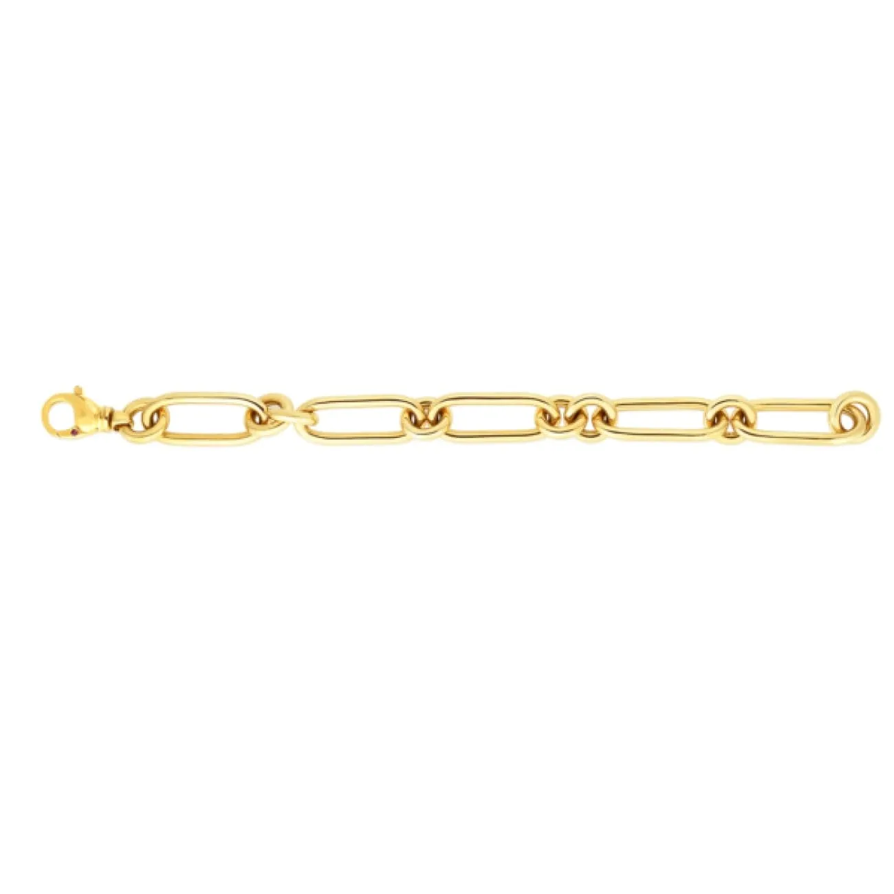 YELLOW DESIGNER GOLD OVAL & ROUND LINK BRACELET