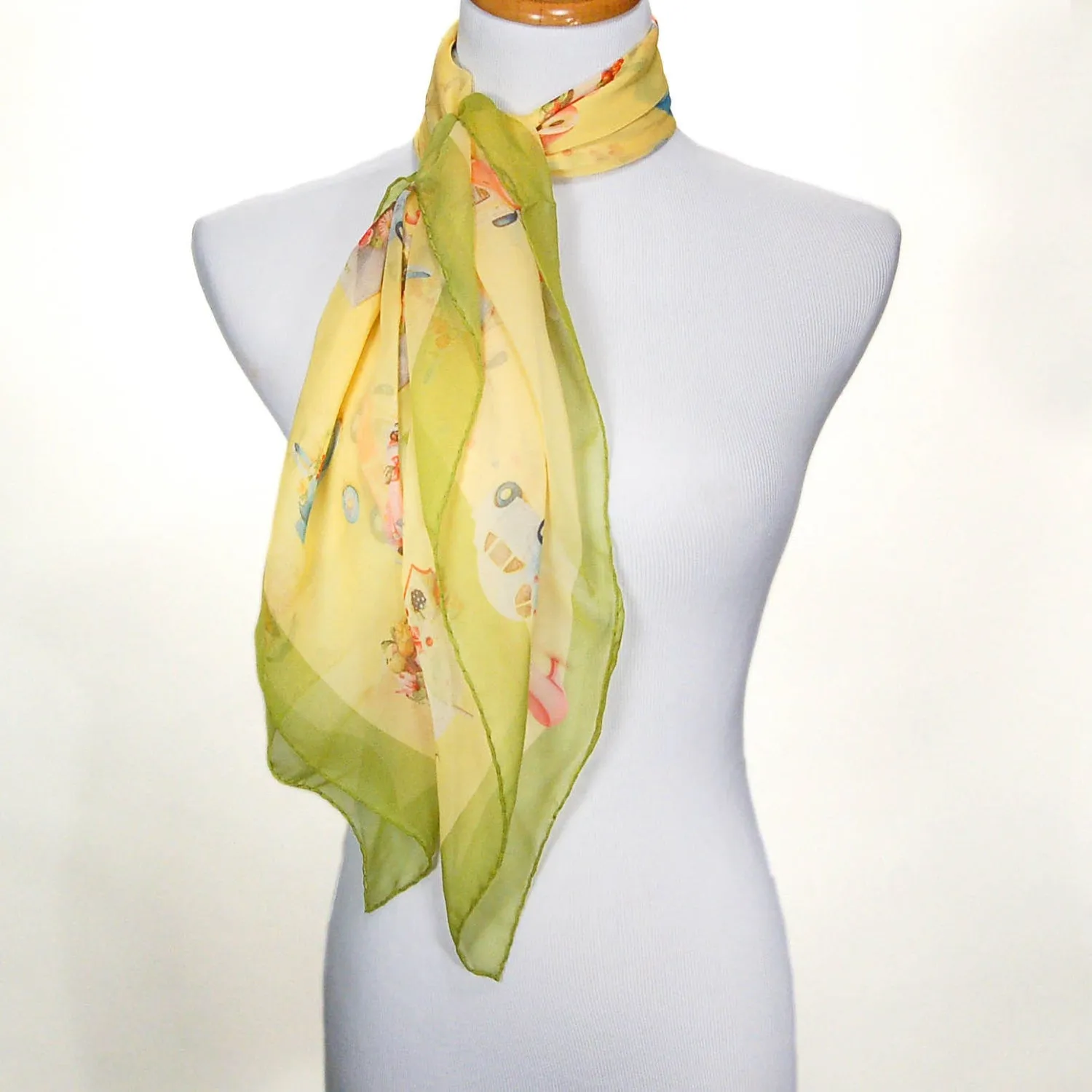 Yellow Floral Spring Silk Scarf by Mantero