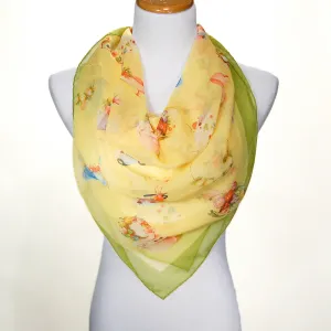 Yellow Floral Spring Silk Scarf by Mantero