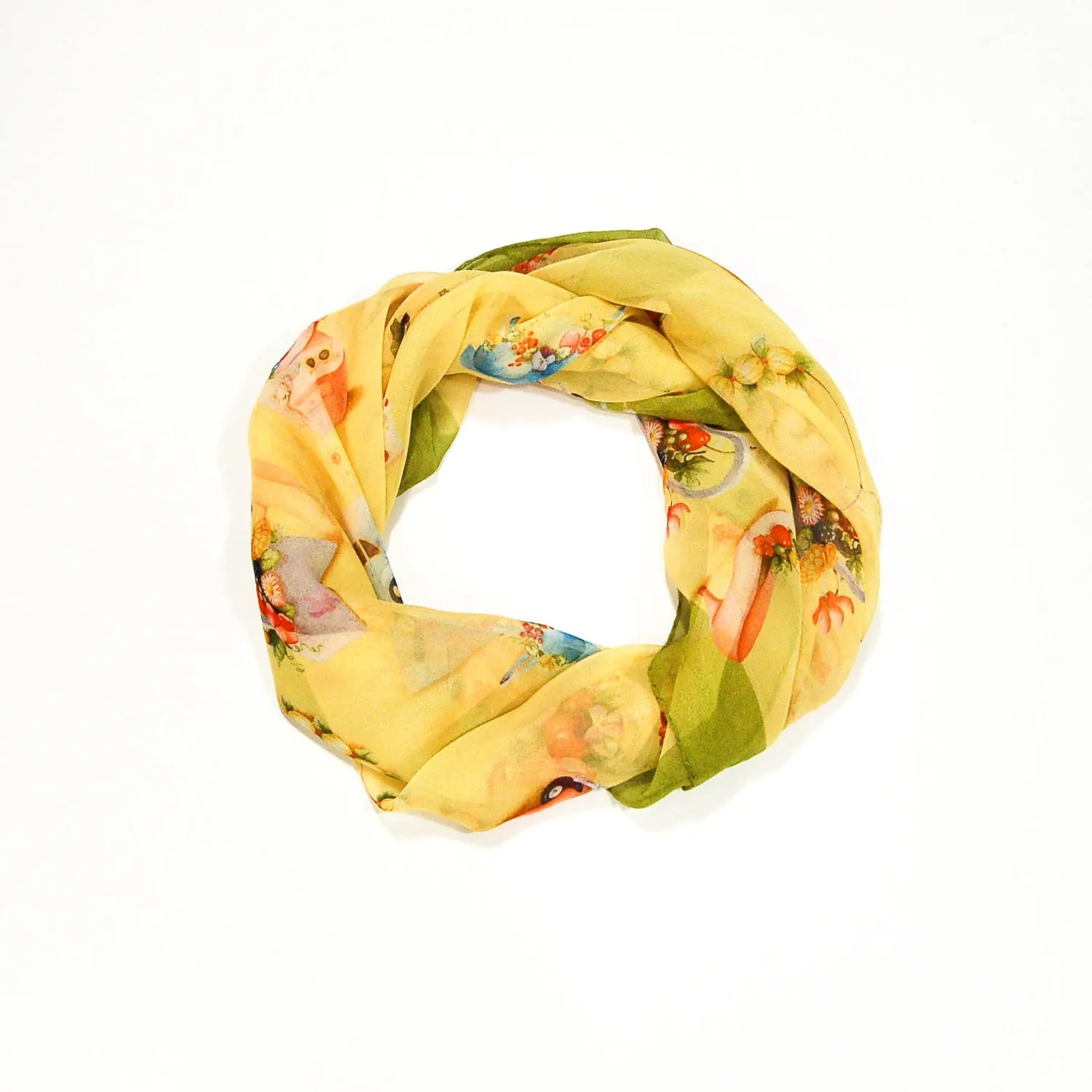 Yellow Floral Spring Silk Scarf by Mantero