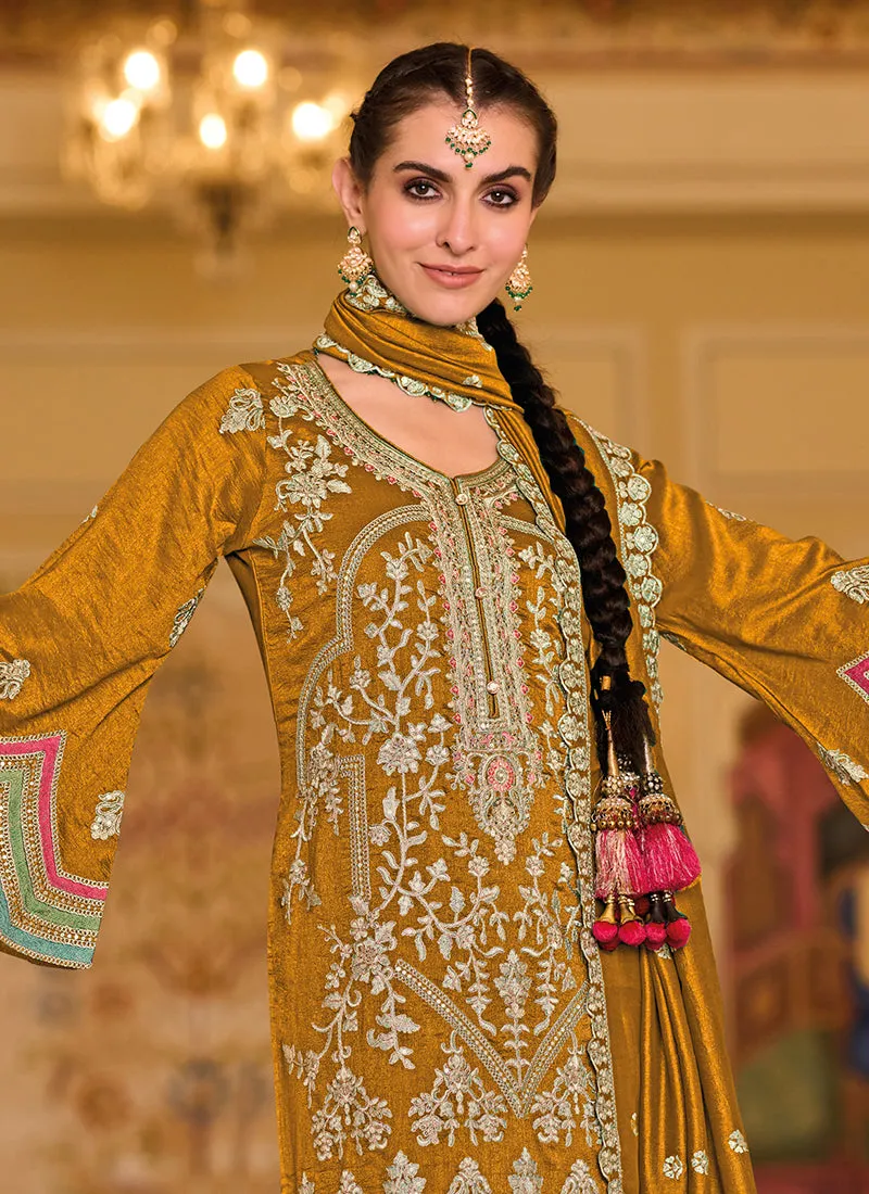 Yellow Multi Embroidered Traditional Salwar Suit